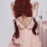 [Sweden Warehouse Rose Island] Rosy Blush Ruffle Mini Dress