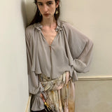 SPOII UNOSA Clair de Romance Ruffle Sleeve Blouse