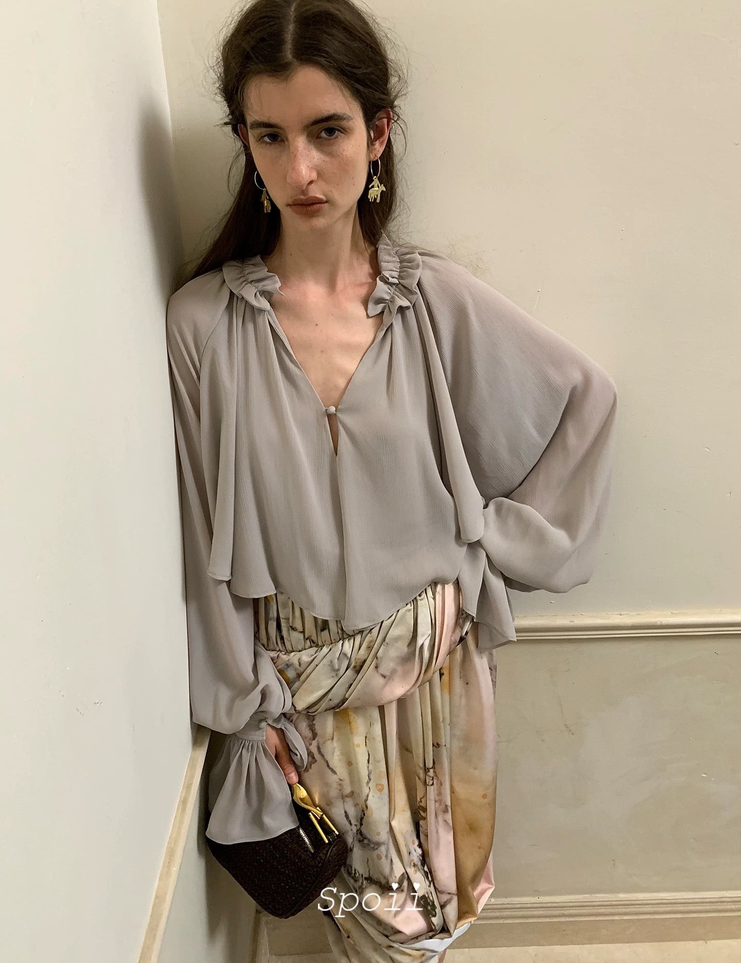 SPOII UNOSA Clair de Romance Ruffle Sleeve Blouse