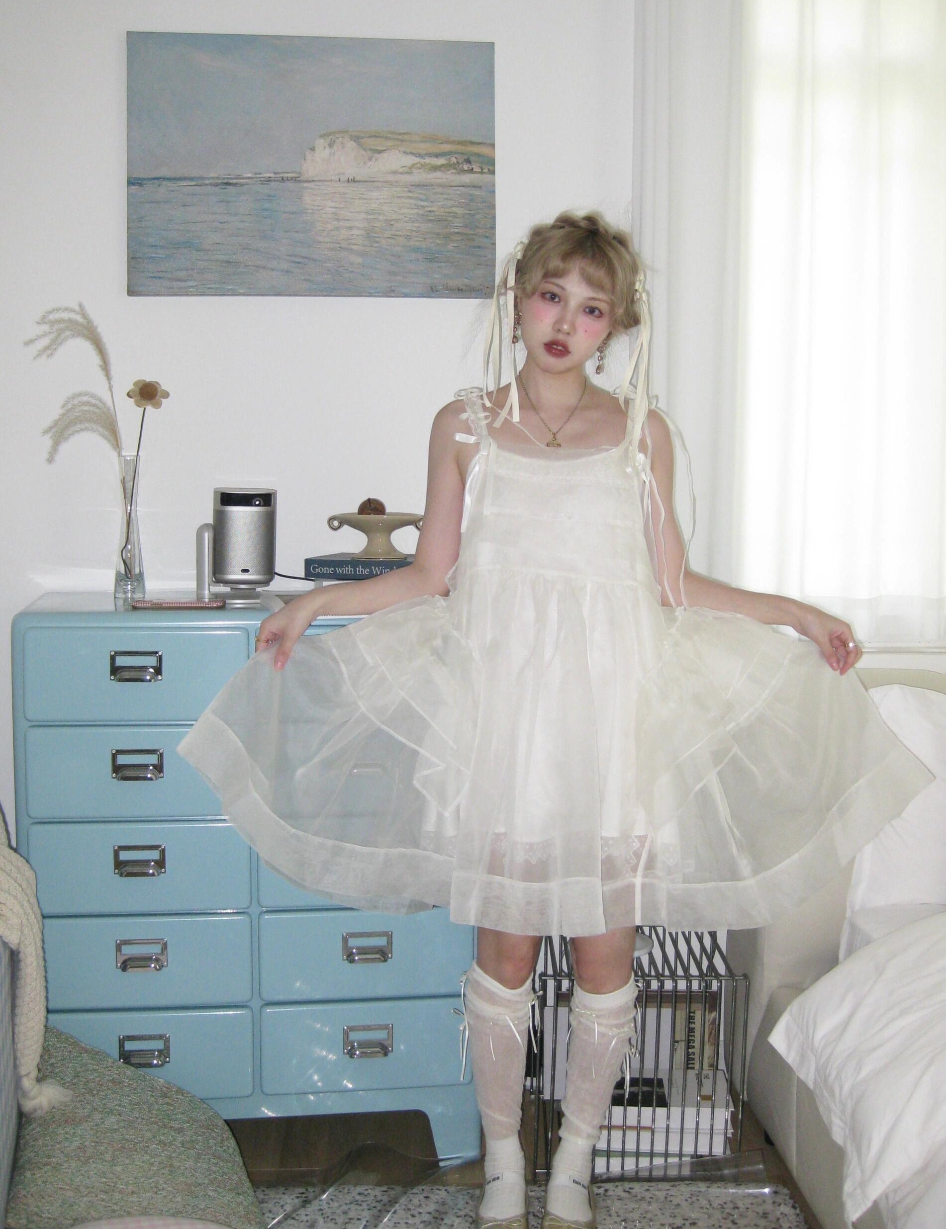 Get trendy with [August Unicorn] Angel Shell Princess transparent outer dress - Dresses available at Peiliee Shop. Grab yours for $105 today!