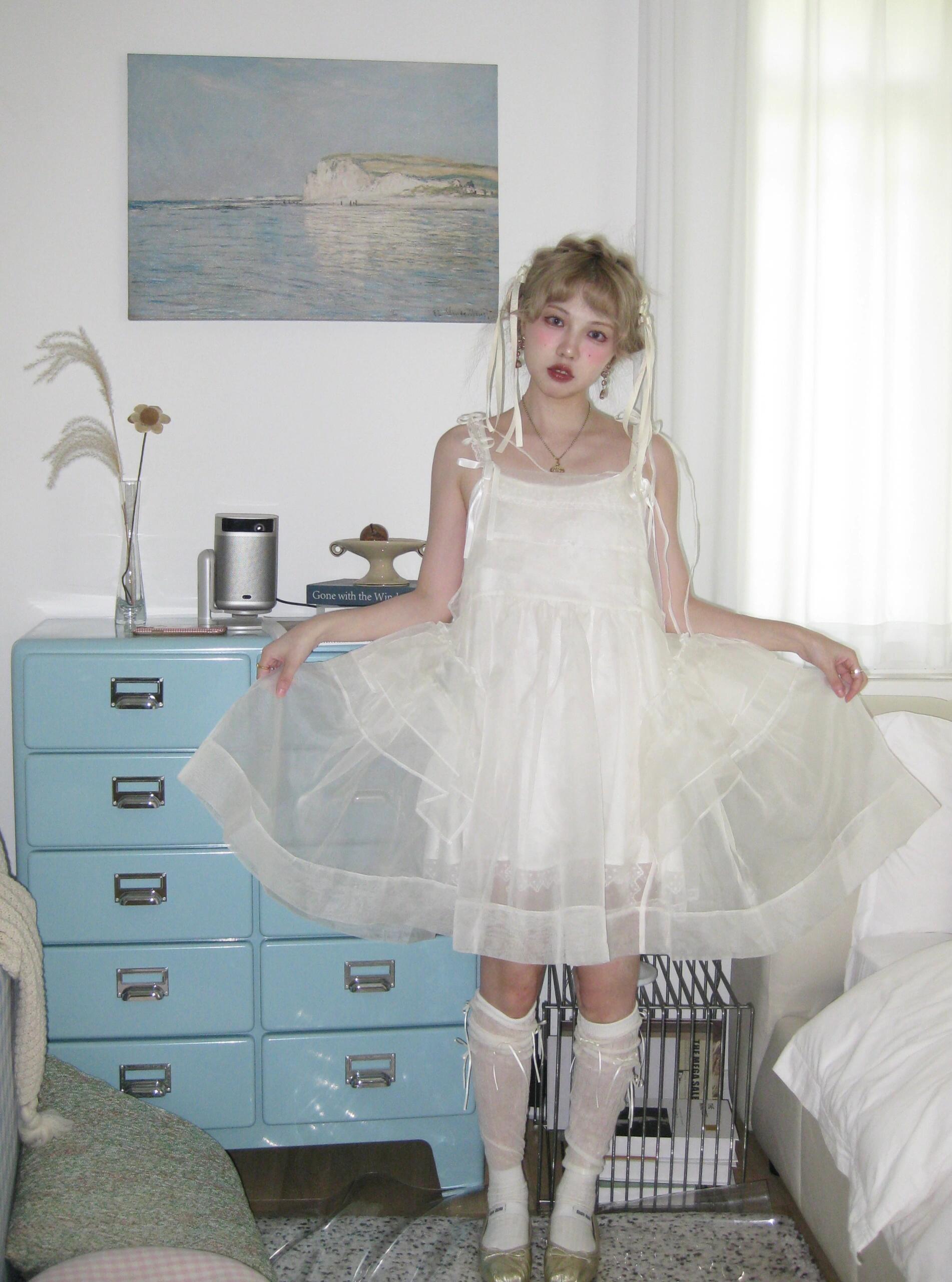 Get trendy with [August Unicorn] Angel Shell Princess transparent outer dress - Dresses available at Peiliee Shop. Grab yours for $105 today!
