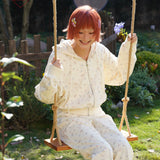 Sleepy Fairy Floral Deer Hoodie And Flare Pants Set