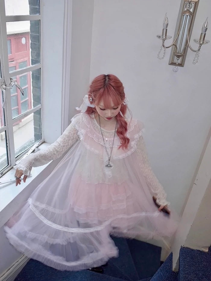 Get trendy with [August Unicorn] Rose romance transparent outer dress - Dresses available at Peiliee Shop. Grab yours for $75 today!