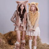 Rose Island Deer Shorts Faux Fur