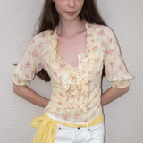 MineBeThyVers Butter Bloom Ruffle 2 in 1 Floral Blouse