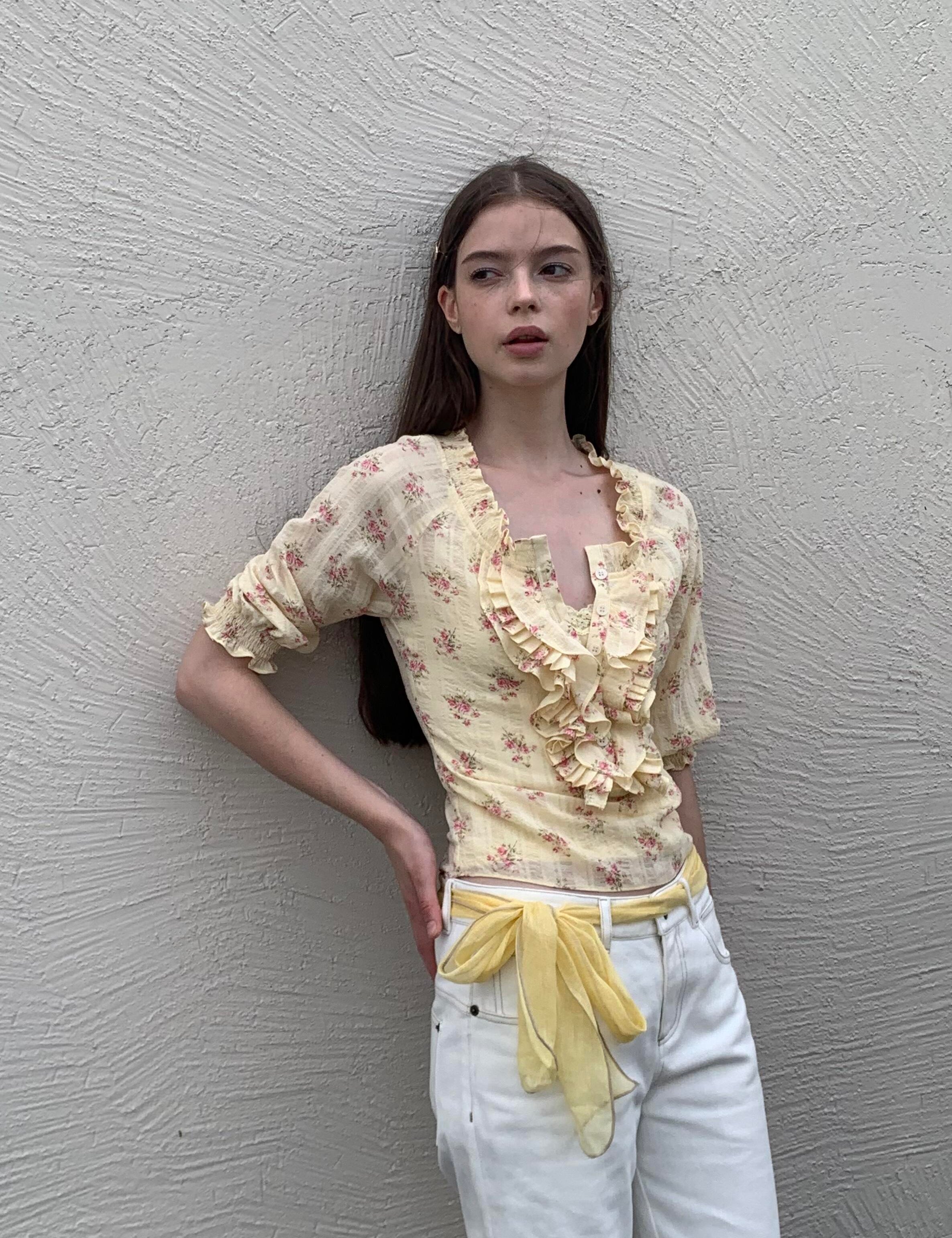 MineBeThyVers Butter Bloom Ruffle 2 in 1 Floral Blouse