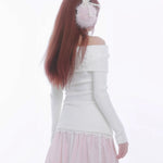 Get trendy with [Rose Island] The White Romance Wool-blend Sweater -  available at Peiliee Shop. Grab yours for $60 today!