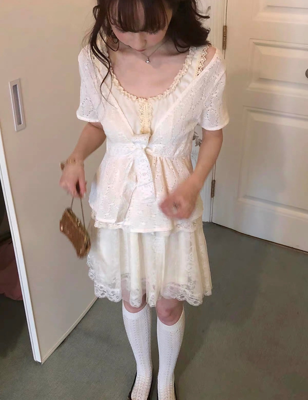 Rose Candy Summer Rose Cottage Middot Lace Mini Skirt