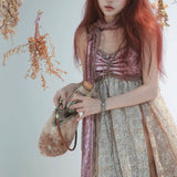 Rose Island Deer collection fawn pattern print faux fur handbag model putting bottle in the bag
