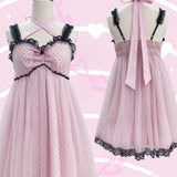 Evil Tooth Rosy Veil Polka Dot Lace Mini Dress