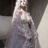 Blood Supply Moonlight Spirit Flower Semi-sheer Tulle Long Cap