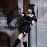 Blood Supply Moon Funeral Velvet Lament Puff-Sleeve Top