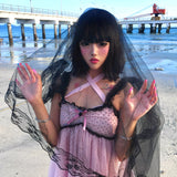 Evil Tooth Rosy Veil Polka Dot Lace Mini Dress