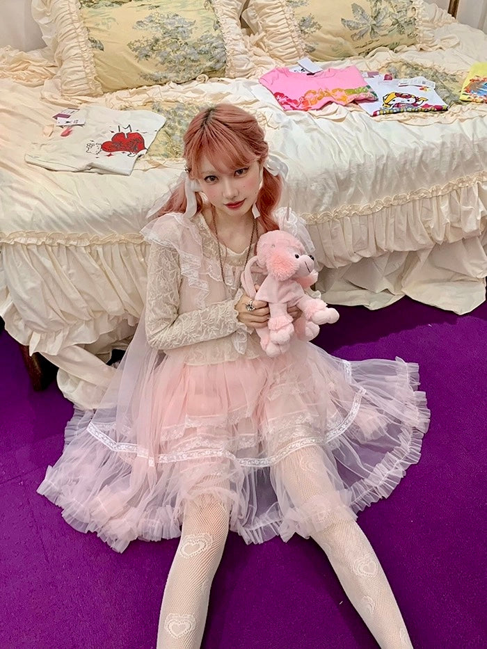 Get trendy with [August Unicorn] Rose romance transparent outer dress - Dresses available at Peiliee Shop. Grab yours for $75 today!