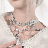 Broken Bones Snake PU Leather Choker
