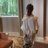 Rose Candy Summer Rose Cottage Morning Sweetie Lace Blouse and polka dots pants set