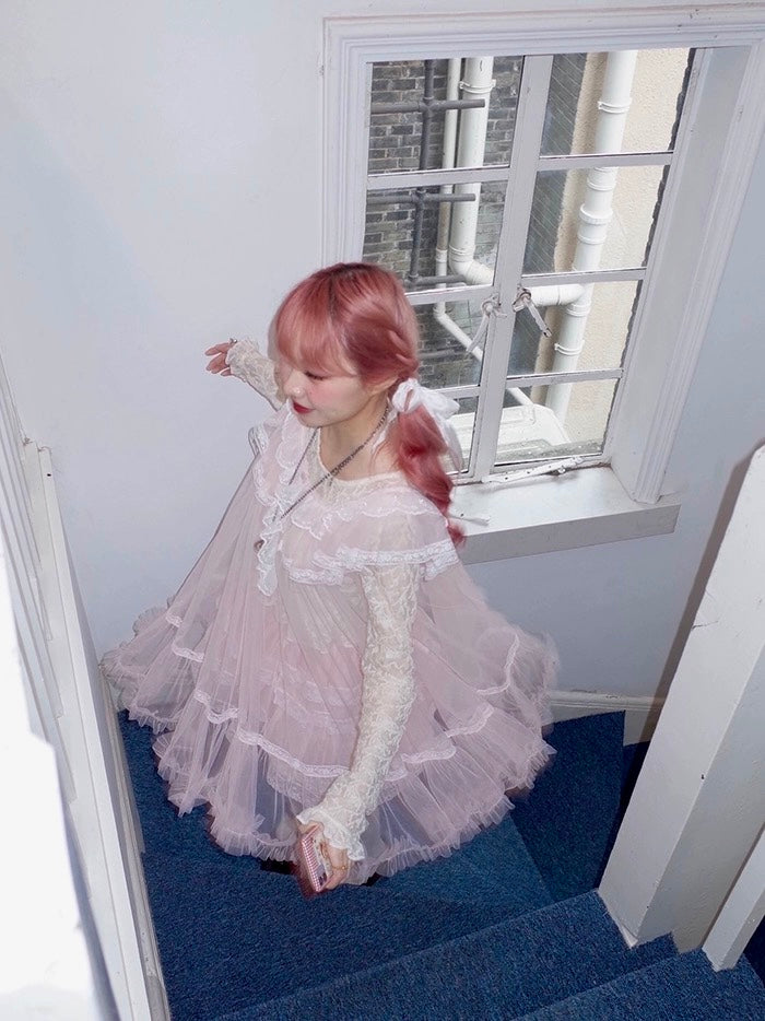 Get trendy with [August Unicorn] Rose romance transparent outer dress - Dresses available at Peiliee Shop. Grab yours for $75 today!