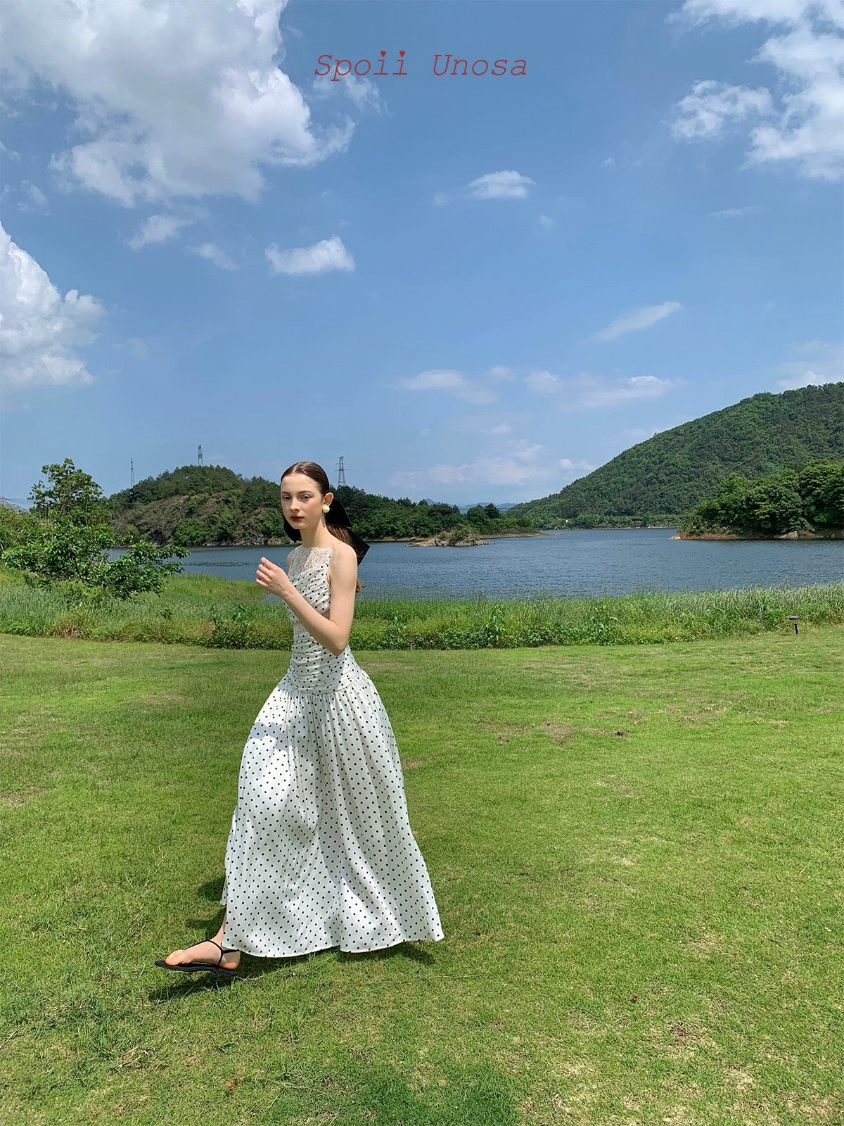 Get trendy with [SPOII UNOSA] Fleur De Saint Tropez Polka Dress MIDI Dress Gown -  available at Peiliee Shop. Grab yours for $78 today!