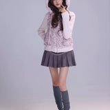 Evil Tooth Shibuya Kitty Pink Leopard Faux Fur Knit Hoodie
