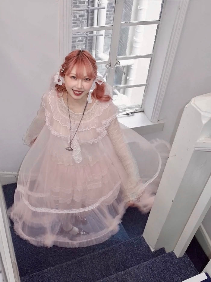 Get trendy with [August Unicorn] Rose romance transparent outer dress - Dresses available at Peiliee Shop. Grab yours for $75 today!