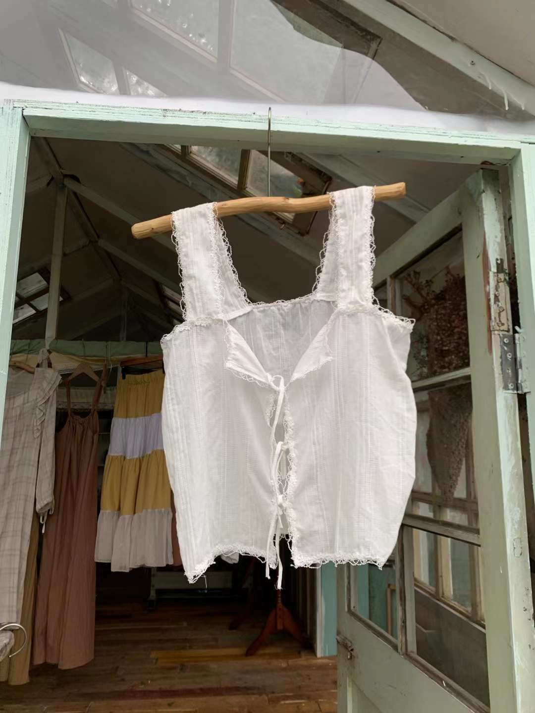 Get trendy with [Tailor Made] Angel Garden Handmade Crop Top Linne Tank -  available at Peiliee Shop. Grab yours for $65 today!
