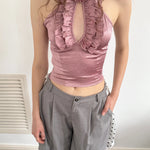 Get trendy with [Mine Be Thy Vers] Rose night crop top - Shirts & Tops available at Peiliee Shop. Grab yours for $55 today!