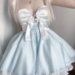 Get trendy with Moonlight Goddess Ribbon Mini Dress -  available at Peiliee Shop. Grab yours for $45 today!