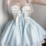 Get trendy with Moonlight Goddess Ribbon Mini Dress -  available at Peiliee Shop. Grab yours for $45 today!