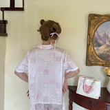 Patchwork Teddy Coquette Satin Pajama Set
