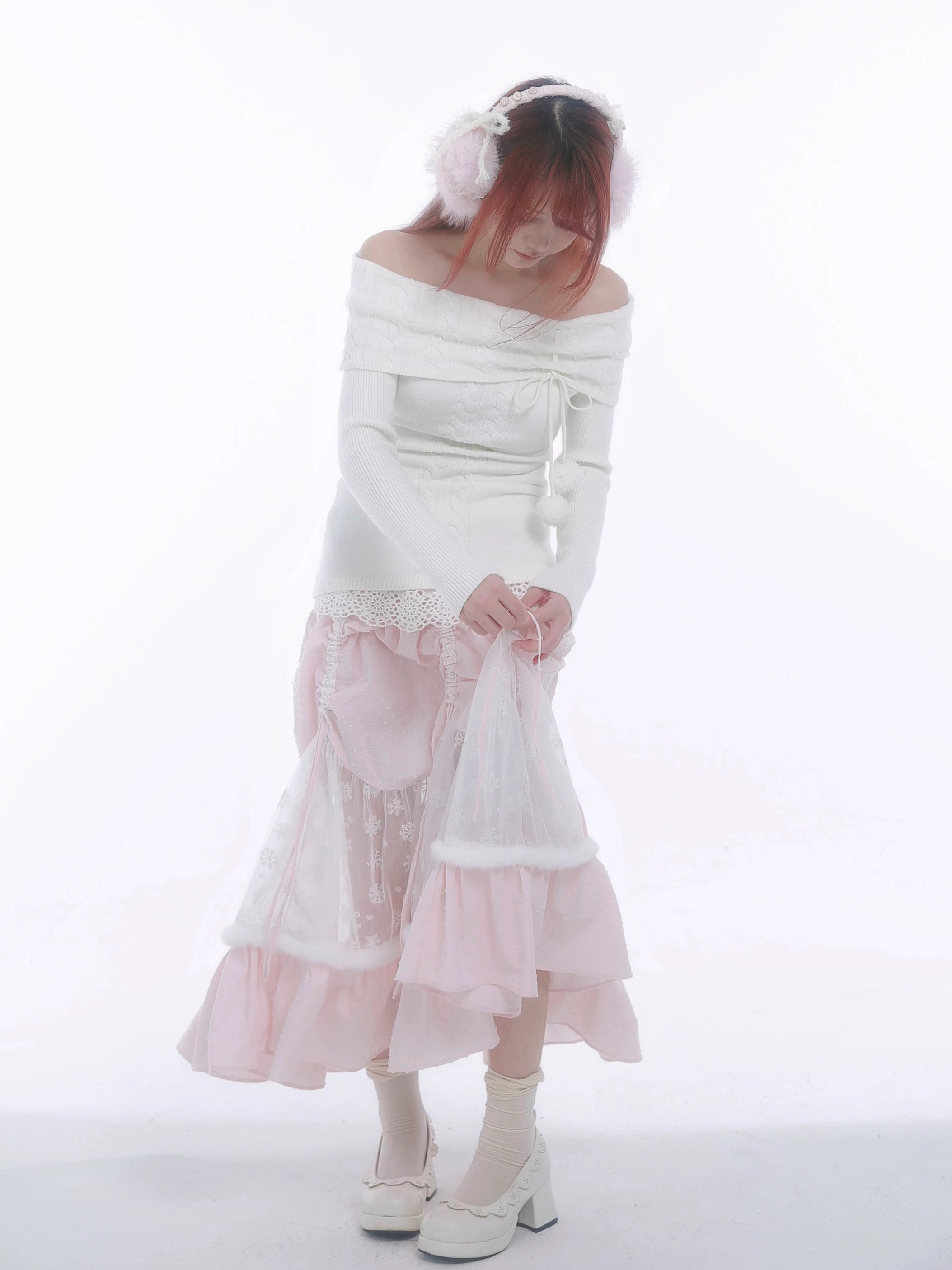 Get trendy with [Rose Island] The White Romance Wool-blend Sweater -  available at Peiliee Shop. Grab yours for $60 today!