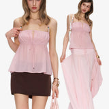 34ounce Peach Bloom Beaded Halter Top