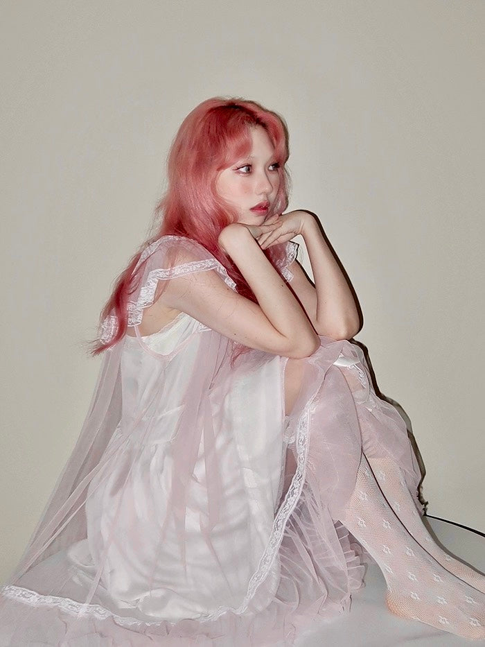 Get trendy with [August Unicorn] Rose romance transparent outer dress - Dresses available at Peiliee Shop. Grab yours for $75 today!