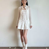 Get trendy with [Pacific Position] I Swear She’s An Angel - Mother Shell Button Cotton Dress - Dress available at Peiliee Shop. Grab yours for $75 today!