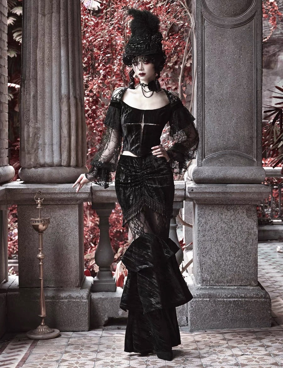 Get trendy with [Blood Supply] Halloween Lantern Lace Top - Clothing available at Peiliee Shop. Grab yours for $42 today!
