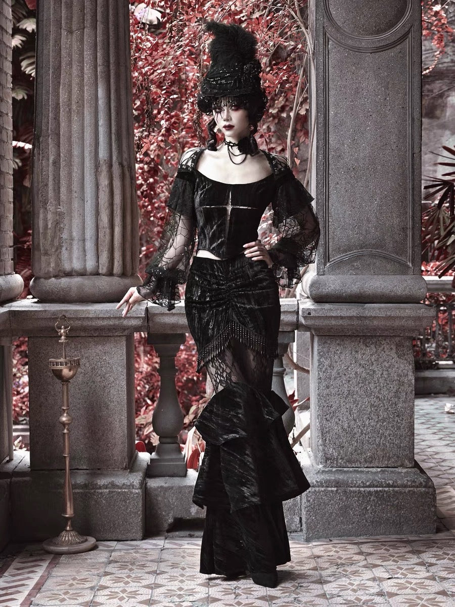 Get trendy with [Blood Supply] Halloween Lantern Lace Top - Clothing available at Peiliee Shop. Grab yours for $42 today!