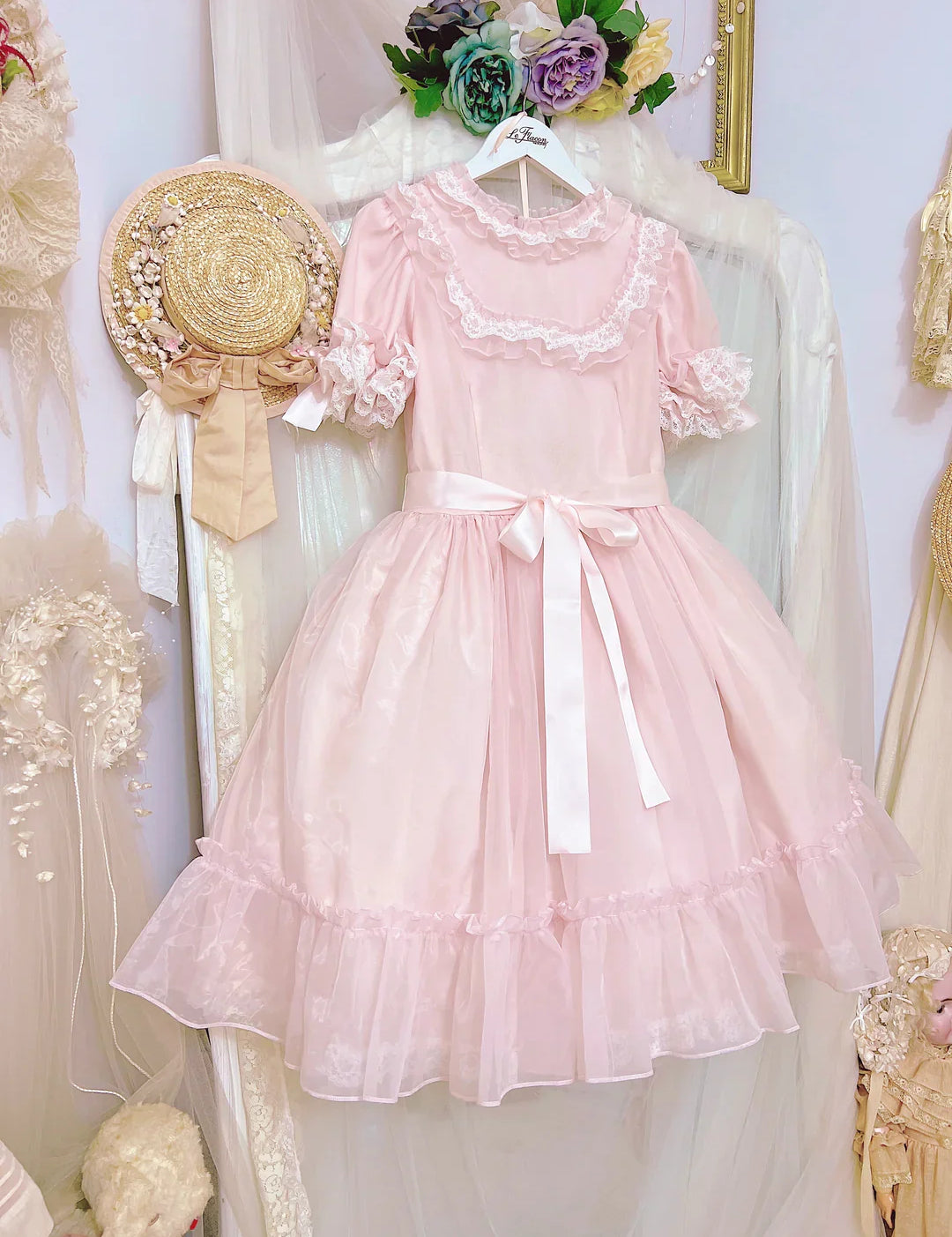 Get trendy with [Le Flacon] Summer Lovers Vintage-inspired Organza Dolly Mini Dress - customized size -  available at Peiliee Shop. Grab yours for $159 today!