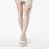[Blood Supply] Venus Lace-up Sheer Over Knee stockings
