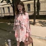 SPOII UNOSA Island Romance Linen Blend Leopard Floral Cape Dress