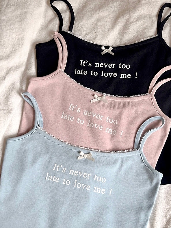 Get trendy with [Buy 2 Get 1 Free] It’s never too late to love me cotton vest top - vest available at Peiliee Shop. Grab yours for $12.80 today!