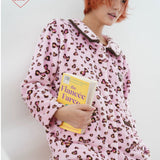 Sleepy Fairy Coral Fleece Leopard Bow Pajama Set