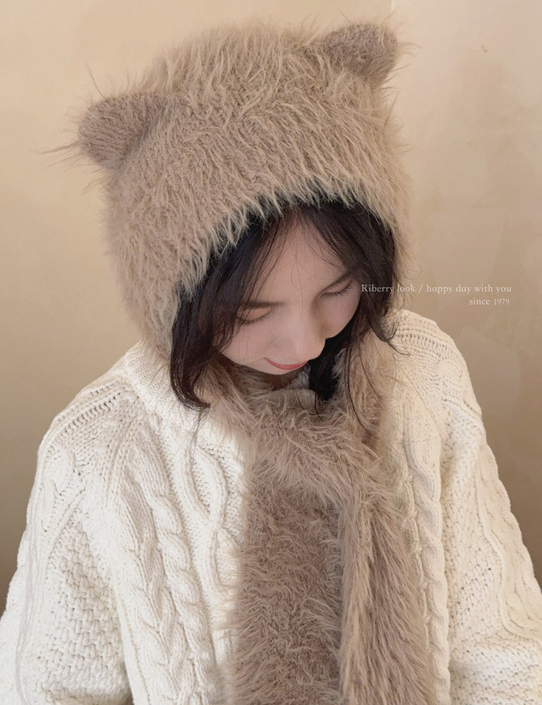 Get trendy with [Faux Fur] Baby Bear Ear Shaped Beanie And Scarf - Accessories available at Peiliee Shop. Grab yours for $14.90 today!