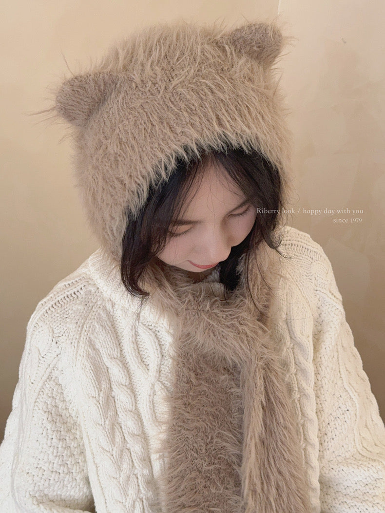 Get trendy with [Faux Fur] Baby Bear Ear Shaped Beanie And Scarf - Accessories available at Peiliee Shop. Grab yours for $14.90 today!