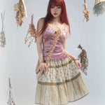 Rose Island Deer collection fawn pattern print cross body shoulder bag on model - strap look