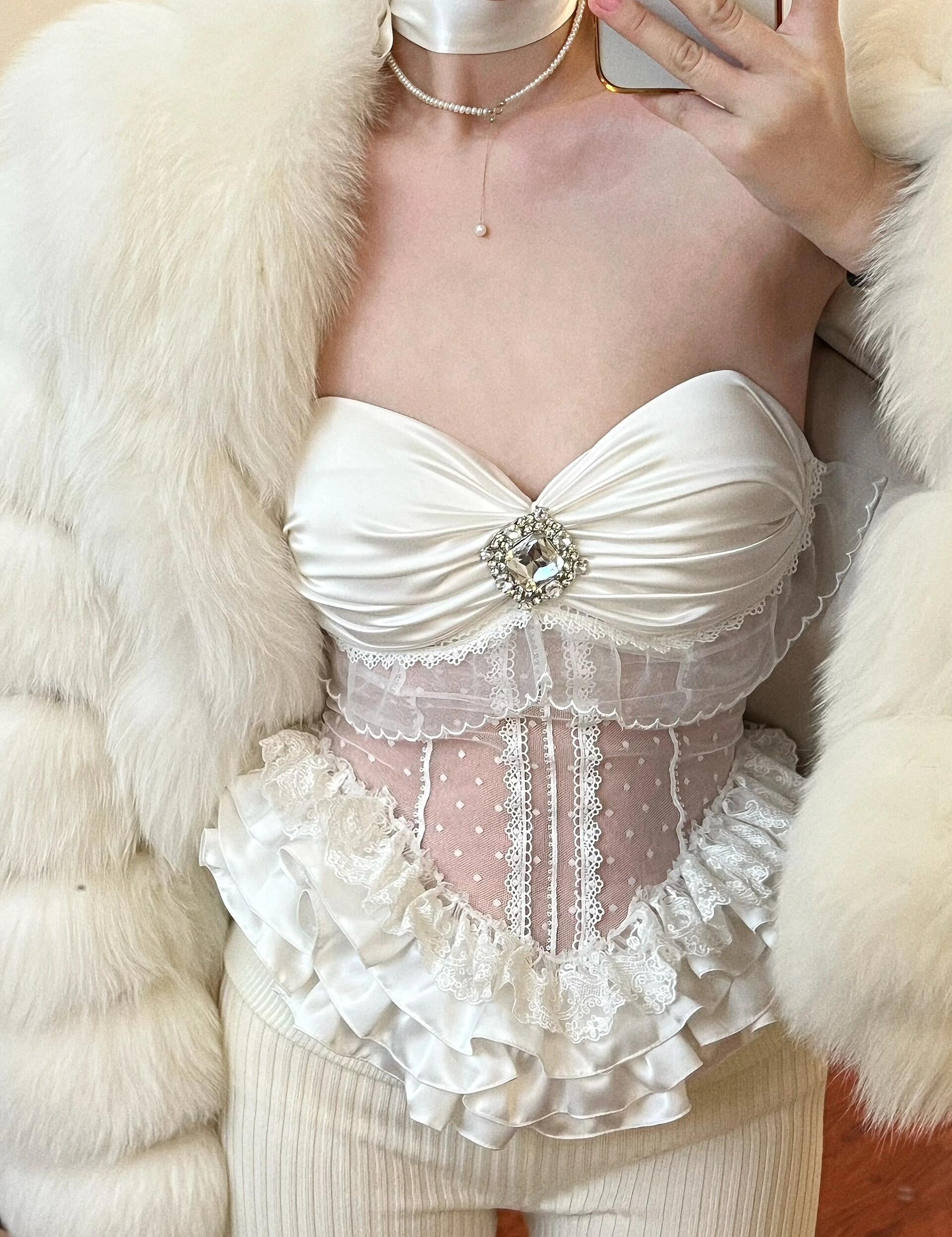 Get trendy with [Tailor Made] Snow Fairy Lace Corset Top -  available at Peiliee Shop. Grab yours for $62 today!