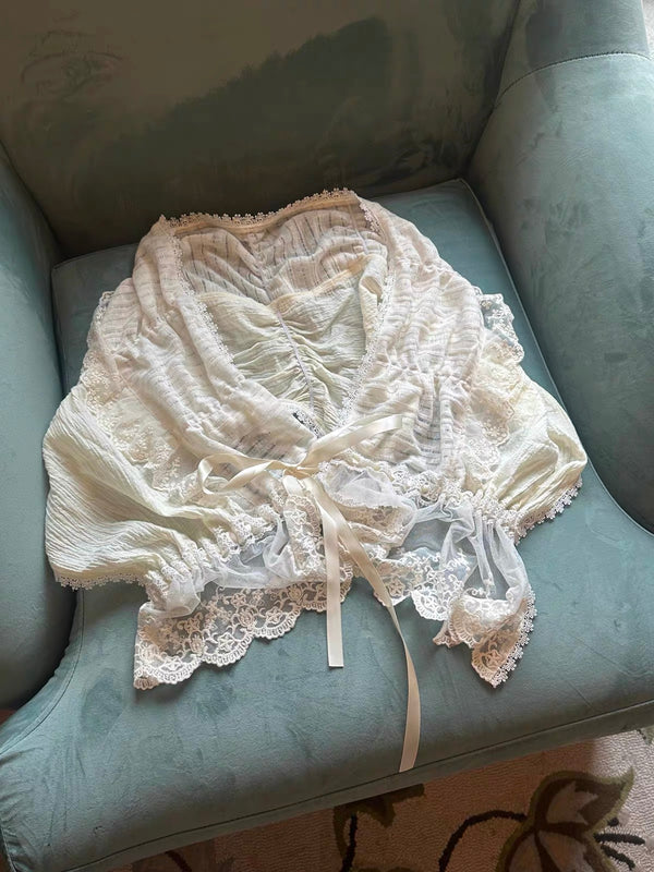 Rose Candy Summer Rose Cottage Vintage Lace Shawl