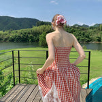 Get trendy with [SPOII UNOSA] Garden Dress Gingham Midi Dress Gown -  available at Peiliee Shop. Grab yours for $72 today!