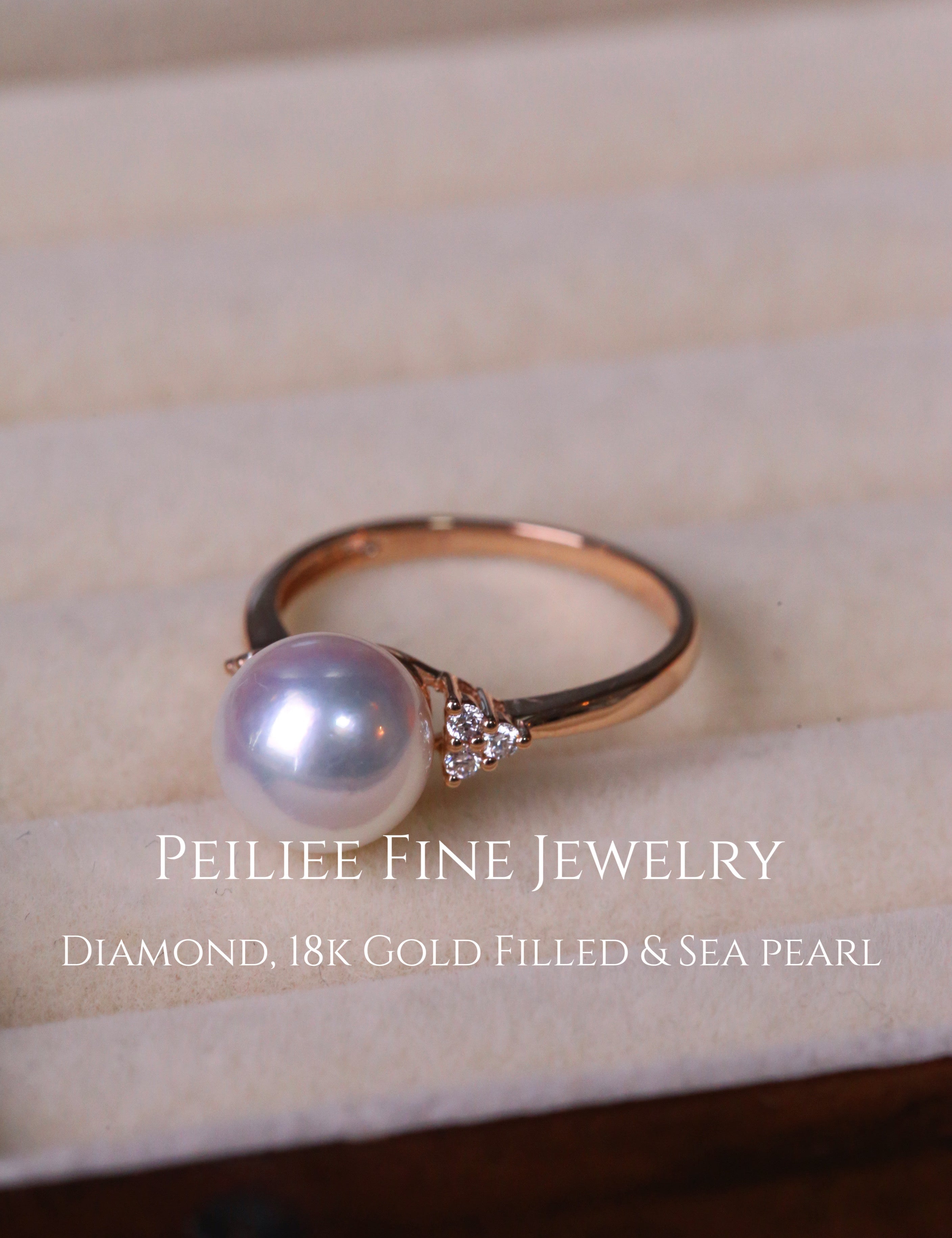 Get trendy with Diamonds Wave Of Elegance Akoya Sea Pearl 18k Gold Filled Ring -  available at Peiliee Shop. Grab yours for $560 today!