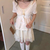 Rose Candy Summer Rose Cottage Lace Bow Knit Cardigan