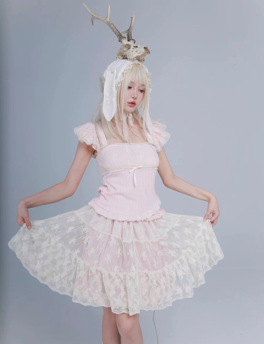 Get trendy with Rose Island AW24 Elf Guardian - Cottage Fairy Core Mini Skirt - Skirt available at Peiliee Shop. Grab yours for $40 today!