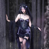 Get trendy with [Blood Supply]Moon Goddess Gothic Velvet Halloween Dress - Clothing available at Peiliee Shop. Grab yours for $55 today!